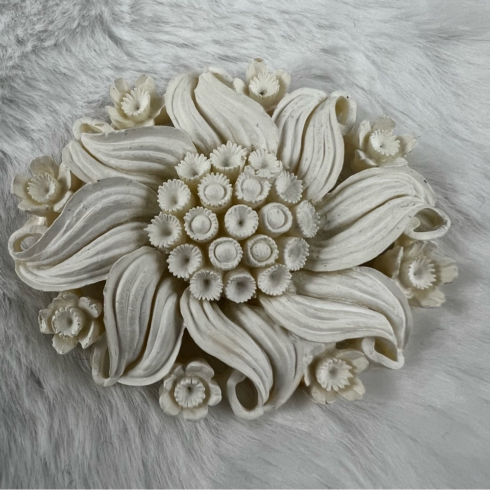 Vintage Off-White Wedding Cake Celluloid Brooch Pin